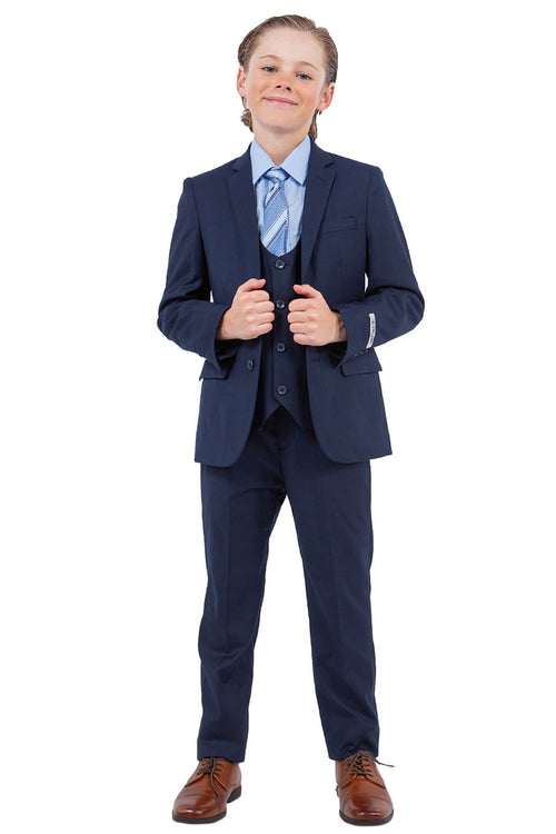 Huntington Stacy Adams Kids Navy Suit (5-Piece Set)