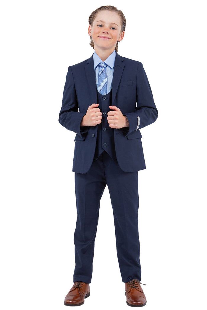Huntington Stacy Adams Kids Navy Suit (5-Piece Set)