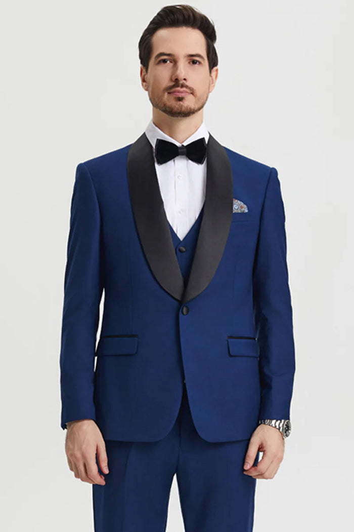 Calloway Indigo Blue 1-Button Shawl Tuxedo (3-Piece Set) by Stacy Adams