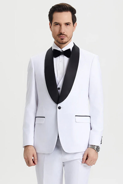 Calloway White 1-Button Shawl Tuxedo (3-Piece Set) by Stacy Adams