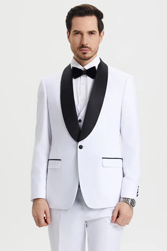 Calloway White 1-Button Shawl Tuxedo (3-Piece Set) by Stacy Adams