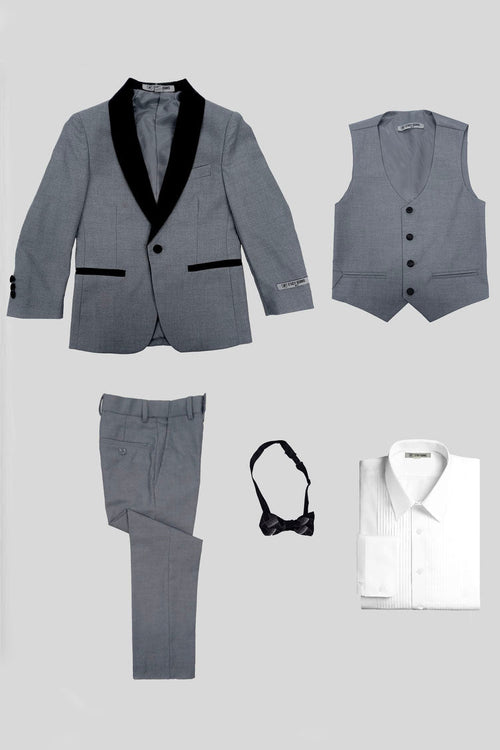 Stacy Adams "Hampton" 5-Piece Grey Tuxedo Set for Kids