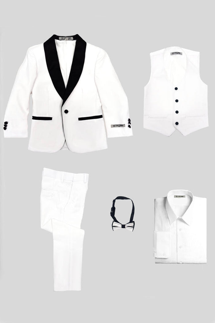 Hampton Stacy Adams Kids White Tuxedo (5-Piece Set)