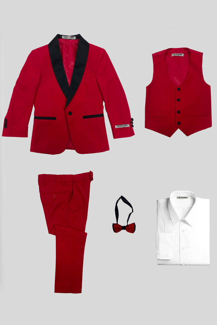 Hampton Stacy Adams Kids Red Tuxedo (5-Piece Set) Stacy Adams - SuitUSA