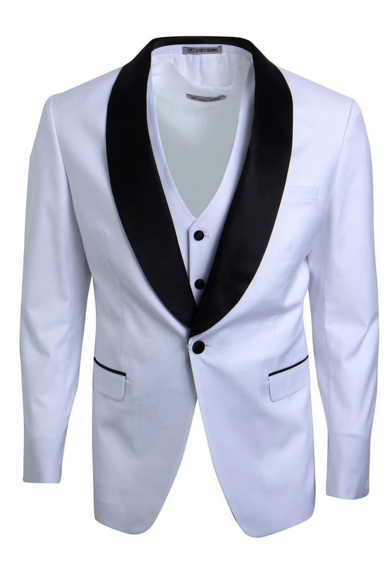 "Stacy Adams Men's White Vested Tux With One Button Shawl Lapel" - Elegant Mensattire
