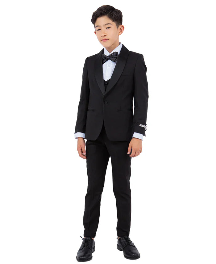 Boys Tuxedos in Color Black Toddler Suit for Kids Set by Stacy Adams Designer