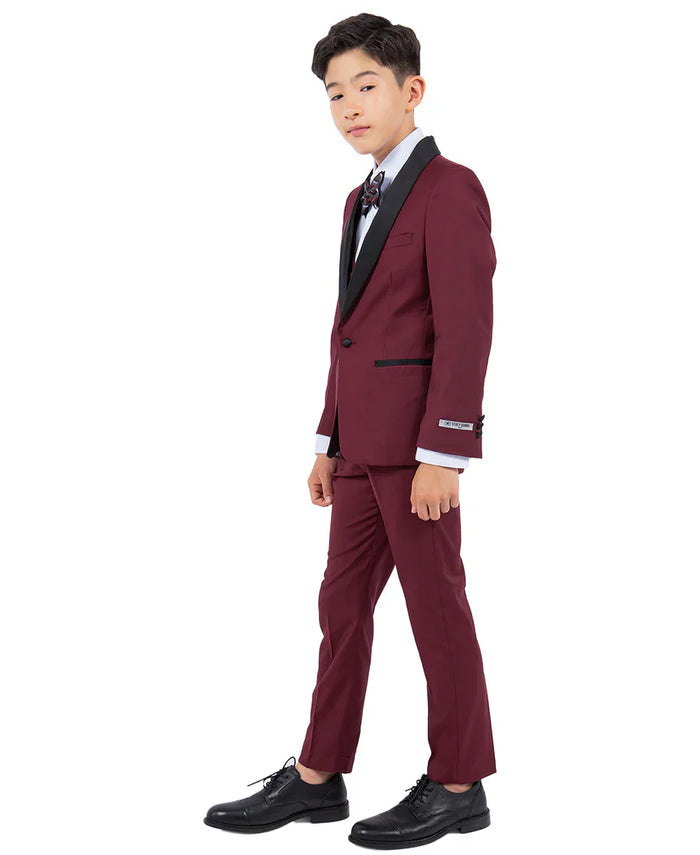 Boys Tuxedos in Color Burgundy Toddler Suit for Kids Set by Stacy Adams Designer