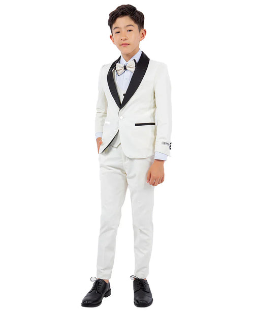 Boys Tuxedos in Color Ivory Toddler Suit for Kids Set by Stacy Adams Designer