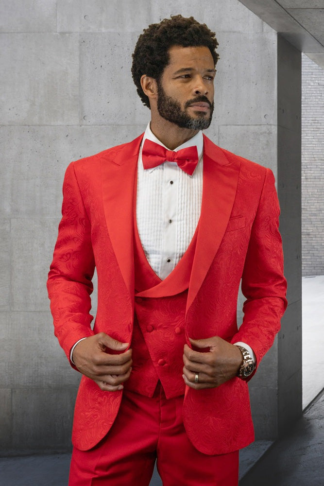 Bellagio XV Red 1-Button Peak Tuxedo (4-Piece Set)