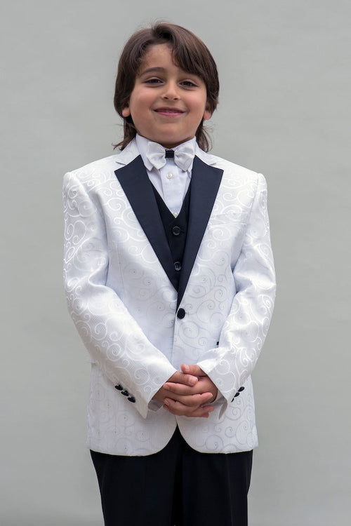 Bellagio Kids White Tuxedo 5-Piece Set by Statement