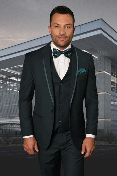 "Caesar" Hunter Green 1-Button Shawl Tuxedo (4-Piece Set)