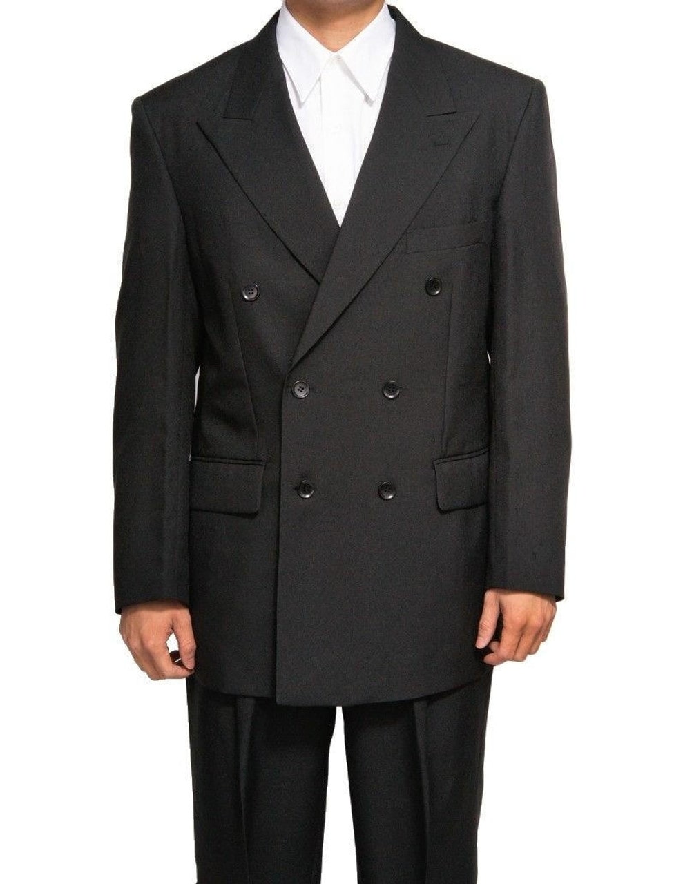 Mens Steve Harvey Brand Suit Double Breasted in Color Black Modern Fit