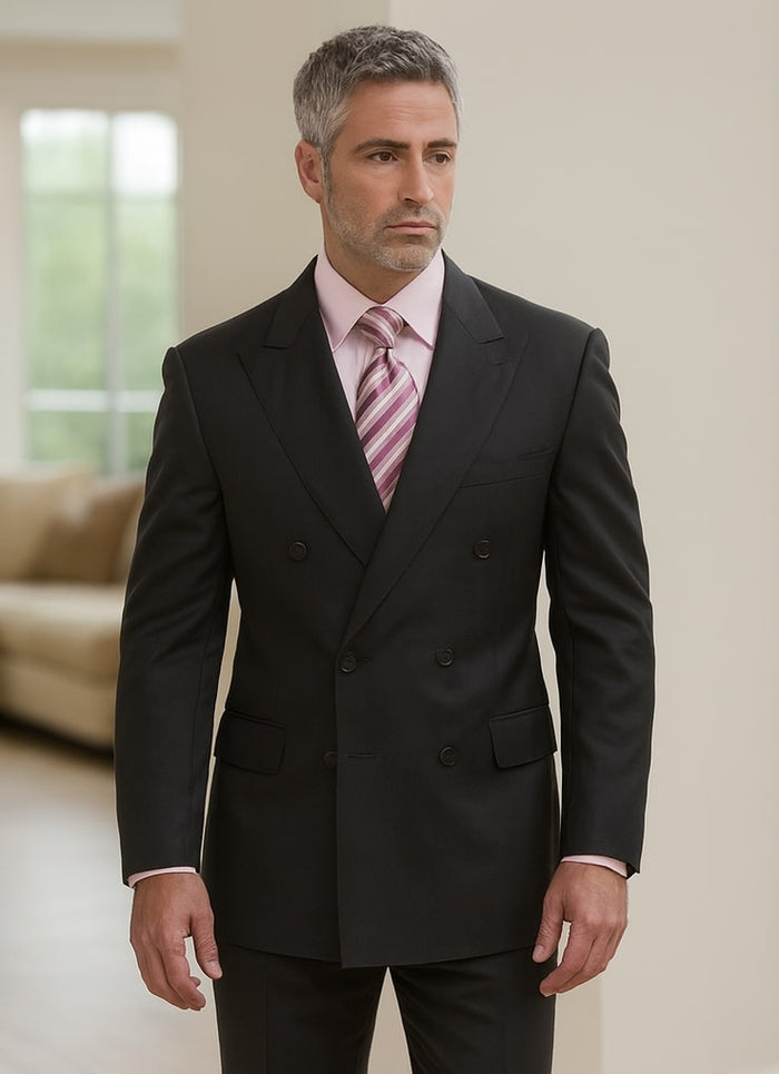 Mens Steve Harvey Brand Suit Double Breasted in Color Black Modern Fit USA Men's Outlet