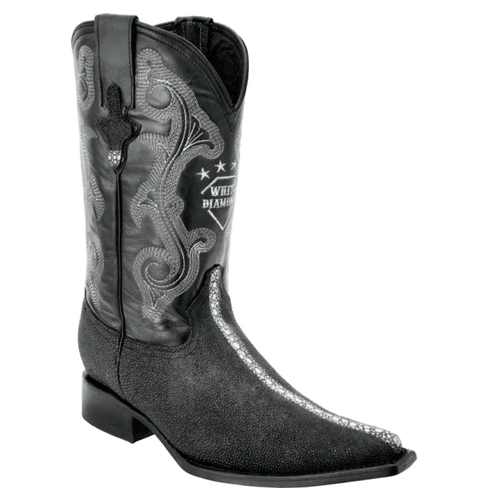 Mens White Diamond Boot Stingray Print Cowboy Boots Pointy Toe Pointed Toe