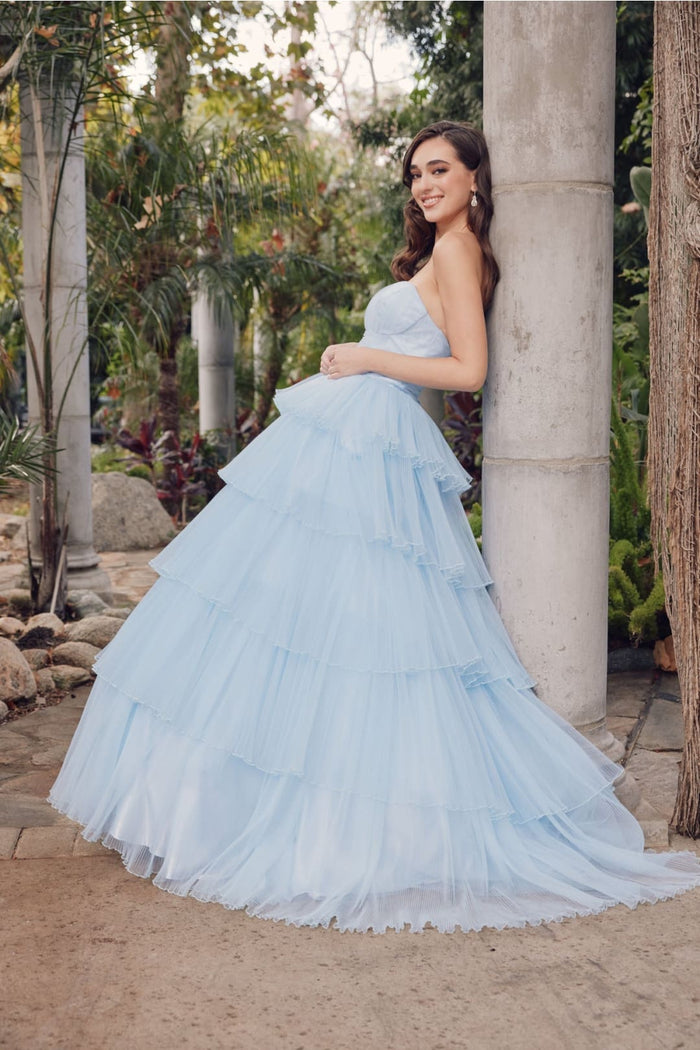 Strapless A-line Tiered Ruffled Gown by Juliet JT2452K