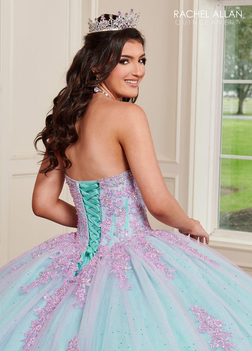 Rachel Allan RQ1120 Strapless Bell Sleeve Quinceanera Dress