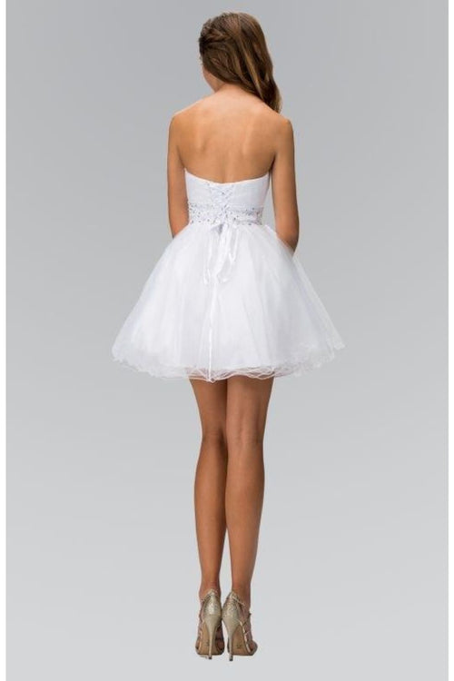 Strapless Jeweled Waistband Cocktail Dress by Elizabeth KGS1053