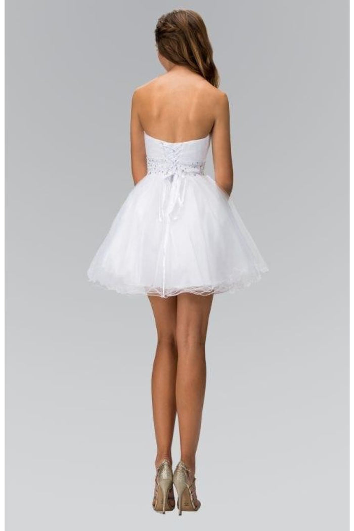 Strapless Jeweled Waistband Cocktail Dress by Elizabeth KGS1053
