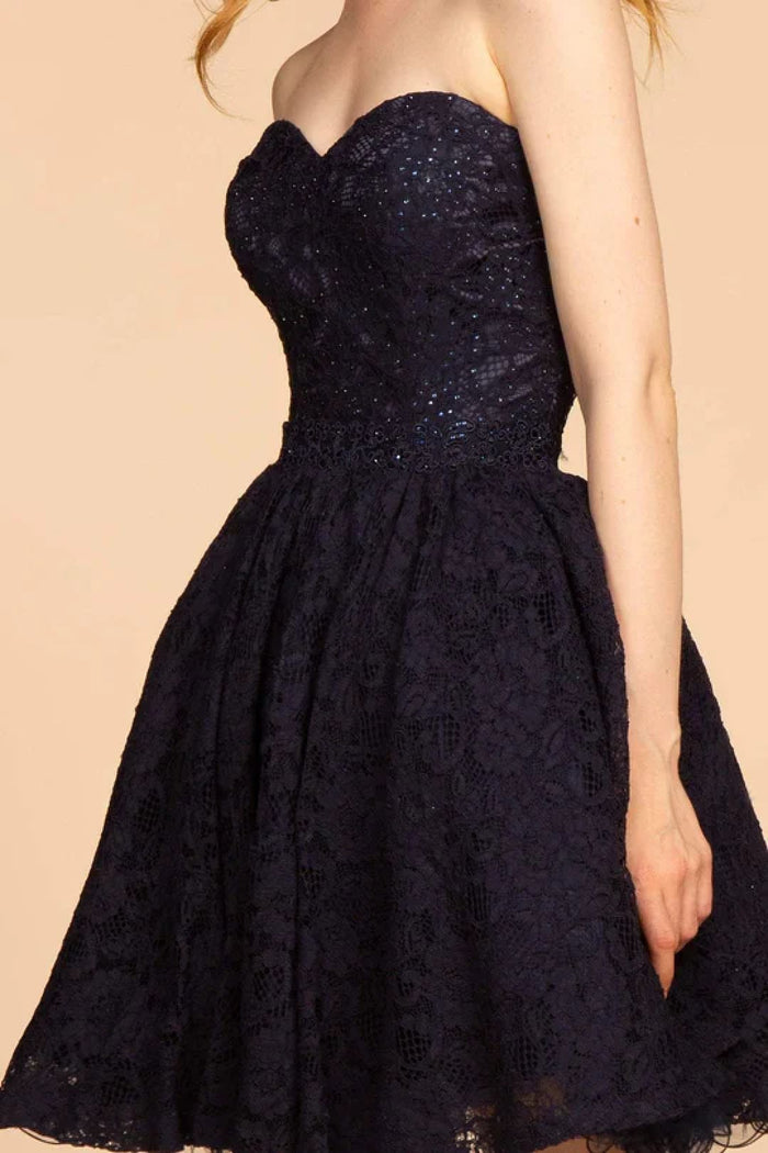 Strapless Sweetheart Lace Dress by Elizabeth KGS1611