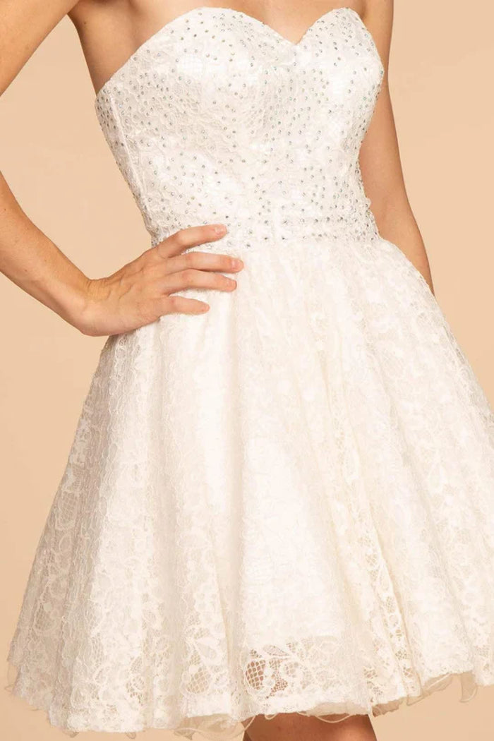 Strapless Sweetheart Lace Dress by Elizabeth KGS1611