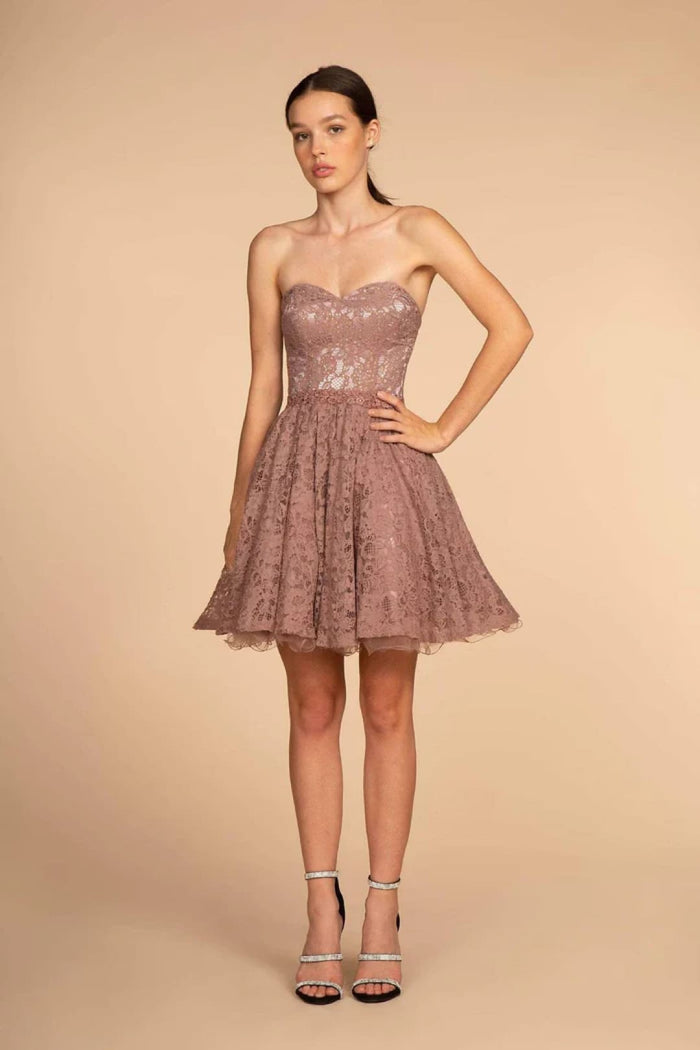 Strapless Sweetheart Lace Dress by Elizabeth KGS1611