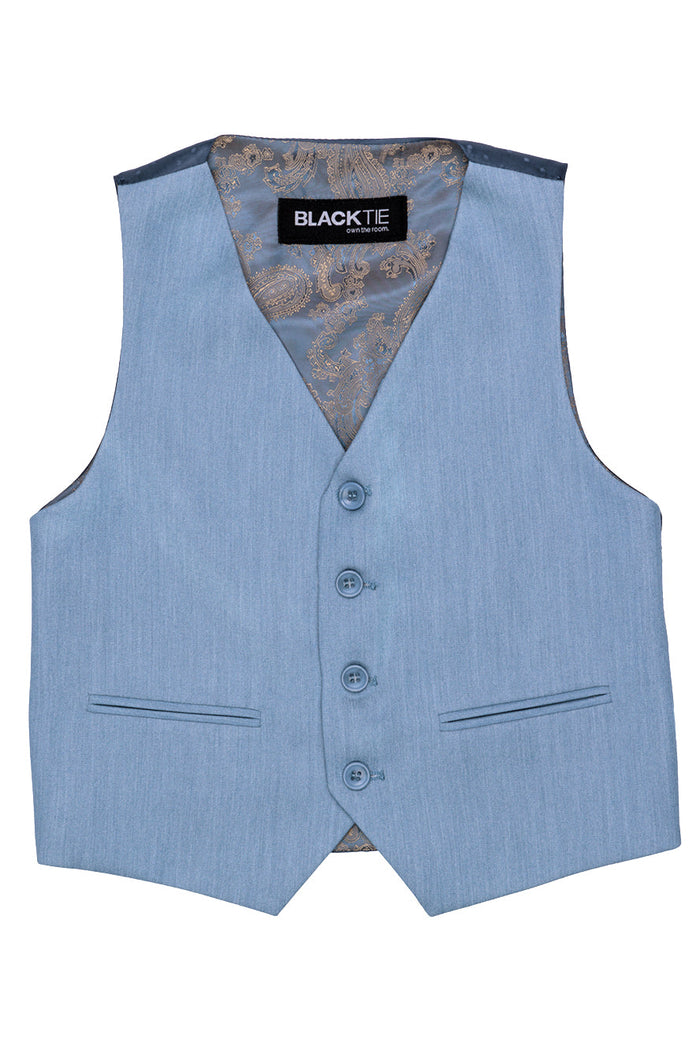 Liam Kids Denim Blue Suit (5-Piece Set) by BLACKTIE