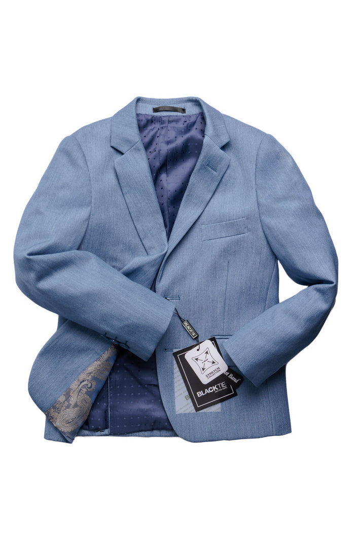Liam Kids Denim Blue Suit (5-Piece Set) by BLACKTIE