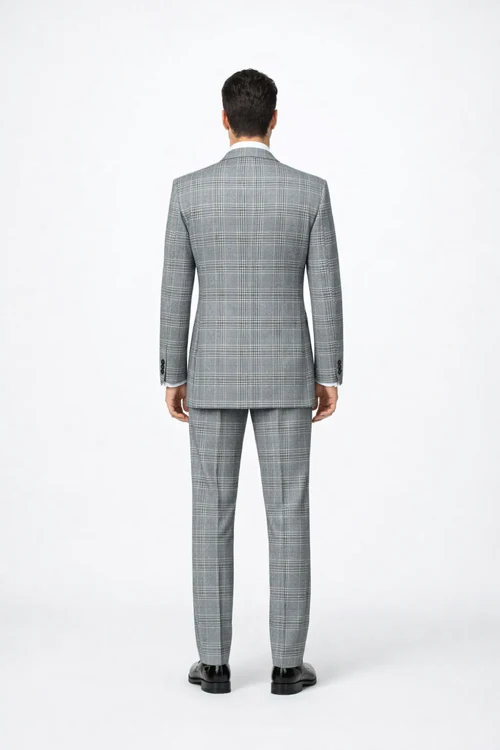Rossiman Men’s Grey Prince of Wales Check Suit - Glen Plaid Double-Breasted Two-Piece by USA Men's Outlet