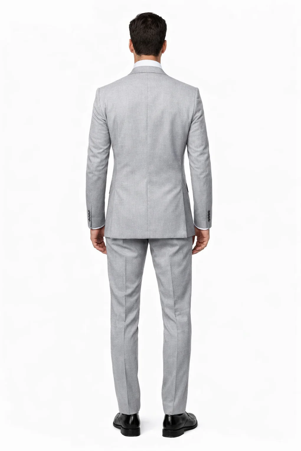 Rossiman Men’s Grey Wool Suit – Classic Fit with Baggy Pleated Wide-Leg Trousers