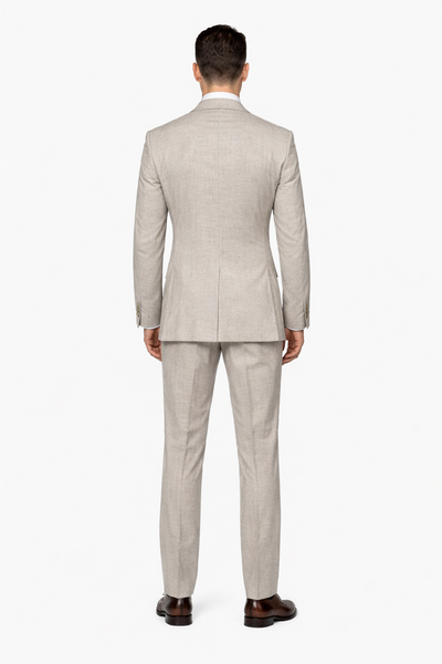 Suits With Baggy Pleated Pants - Wide Leg Pants 100% Wool - Classic Fit in Light Brown Color by Rossiman USA Men's Outlet