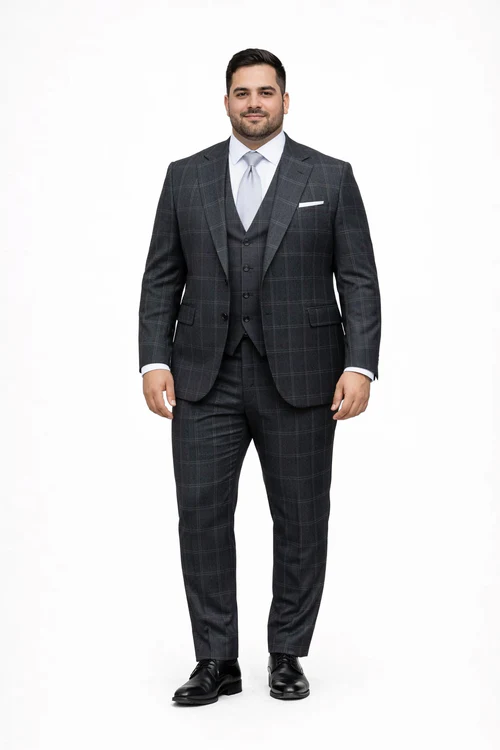 Suits With Baggy Pleated Pants - Wide Leg Pants 100% Wool - Classic Fit in Navy by Rossiman at USA Men's Outlet
