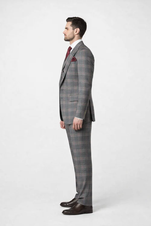 Suits With Baggy Pleated Pants - Wide Leg Pants 100% Wool - Classic Fit Single Breast Lapel Vest by Rossiman - USA Men's Outlet