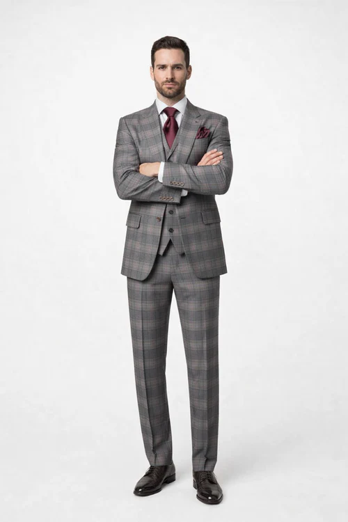 Suits With Baggy Pleated Pants - Wide Leg Pants 100% Wool - Classic Fit Single Breast Lapel Vest by Rossiman - USA Men's Outlet