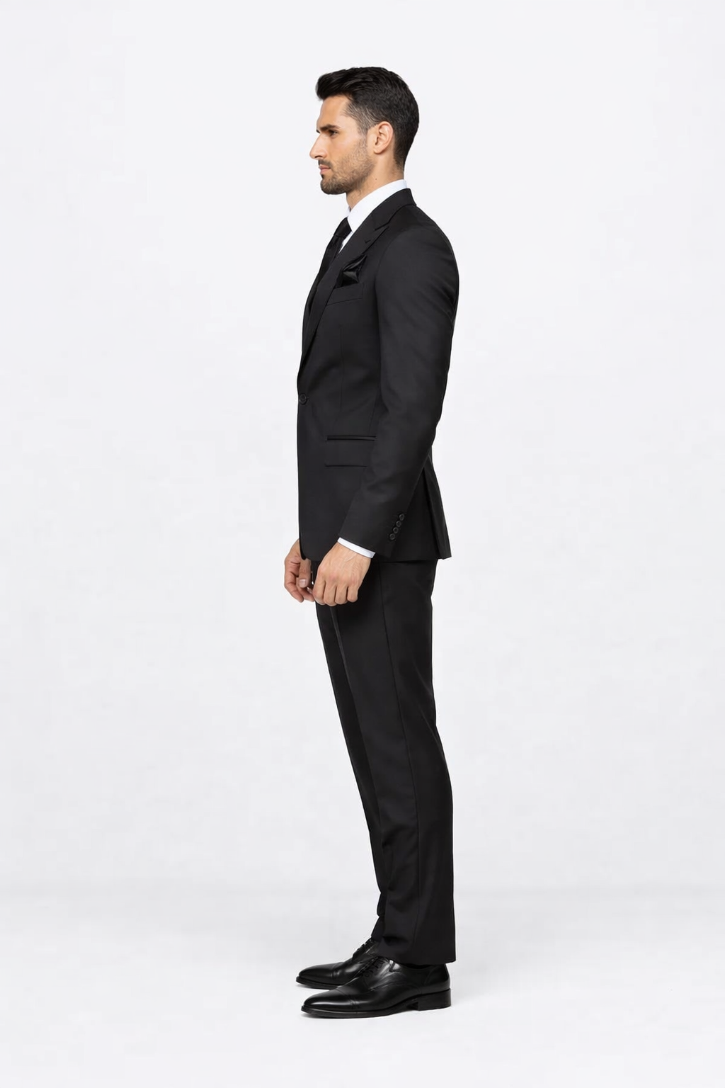 Suits With Baggy Pleated Pants - Wide Leg Pants 100% Wool - Classic Fit in Black Color by Rossiman USA Men's Outlet