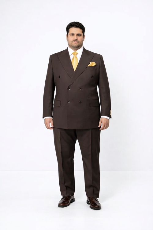 Rossiman Men’s Brown Wool Suit – Classic Fit with Baggy Pleated Wide-Leg Trousers
