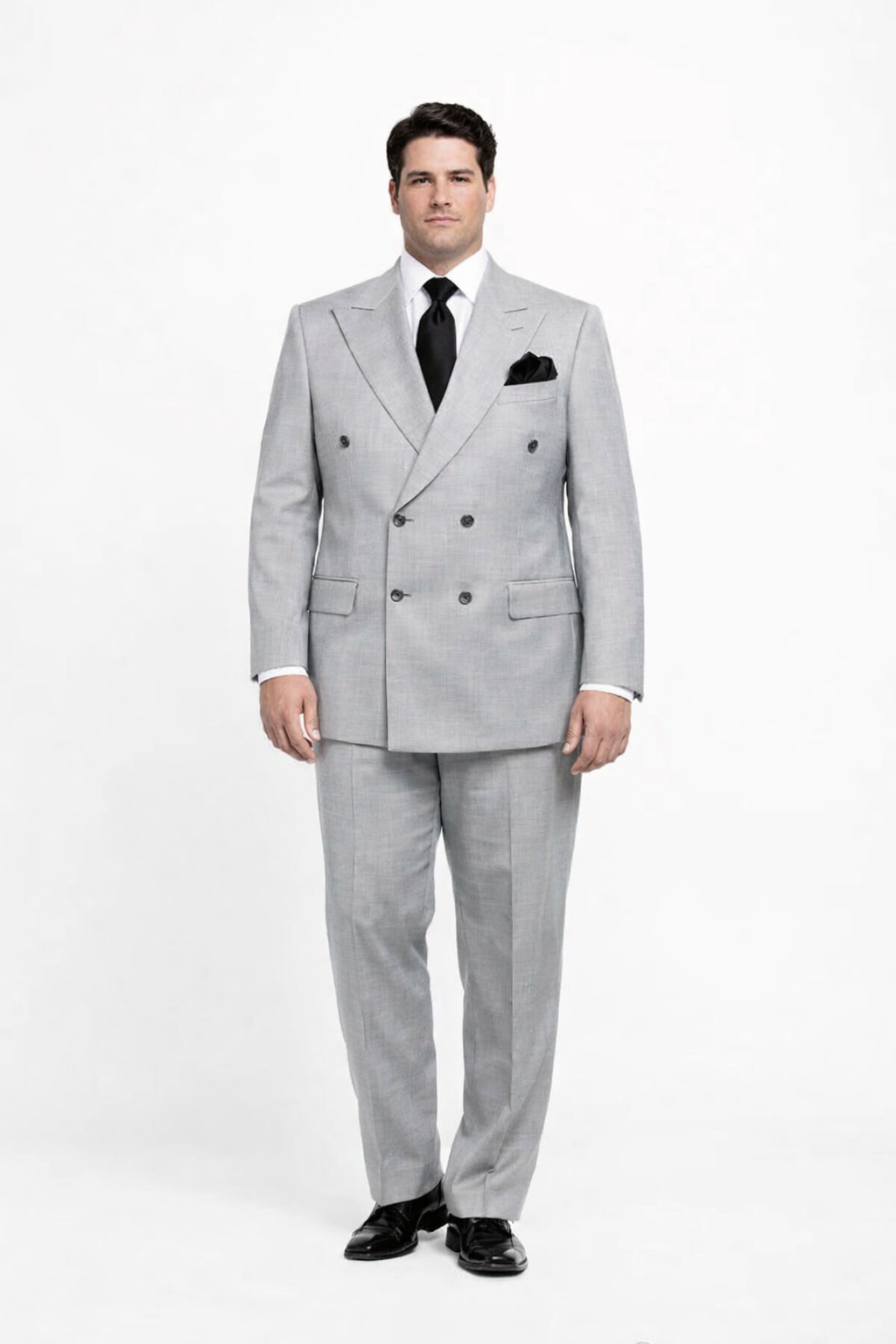 Suits With Baggy Pleated Pants - Wide Leg Pants 100% Wool - Classic Fit in Grey Color by Rossiman USA Men's Outlet
