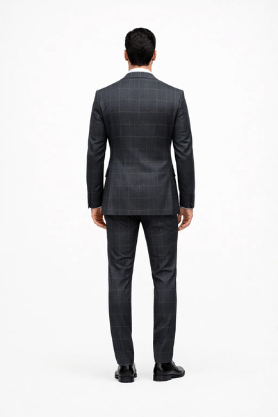 Suits With Baggy Pleated Pants - Wide Leg Pants 100% Wool - Classic Fit in Navy by Rossiman