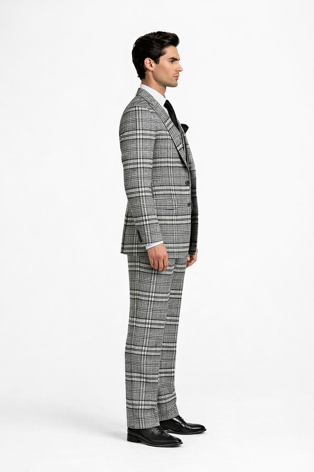 Suits With Baggy Pleated Pants - Wide Leg Pants 100% Wool - Classic Fit in One Button 3 Piece Suit by Rossiman