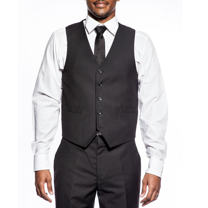 Slim Fit 3 Piece Stretch Fabric Suit in Black by Vinci