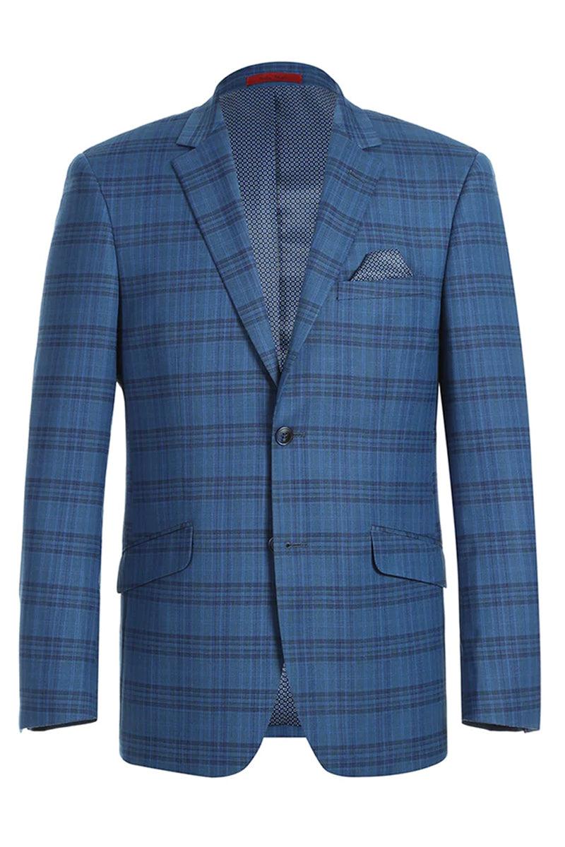 Tailors

Renoir Tailors Men's 2-Button Slim Fit Sport Coat in Medium Indigo Blue Windowpane Plaid - Elegant Mensattire