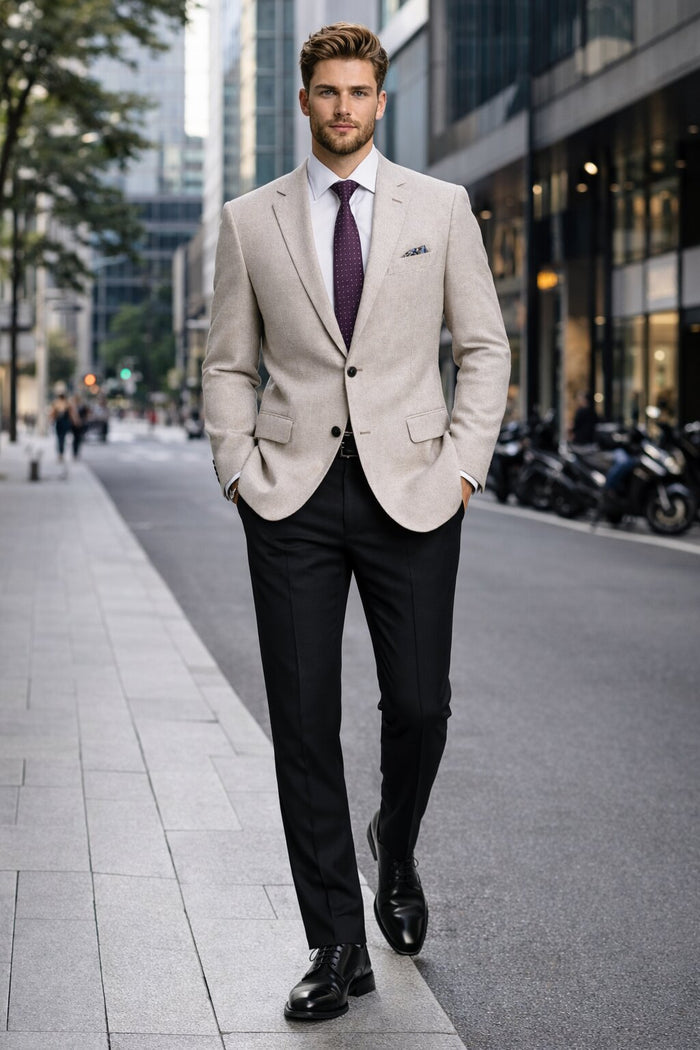 Renoir Linen & Cotton Tan Houndstooth Blazer: Classic Summer Sport Coat