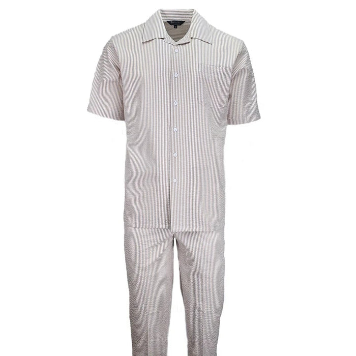 Tan Seersucker 2pc Set by USA Men's Outlet