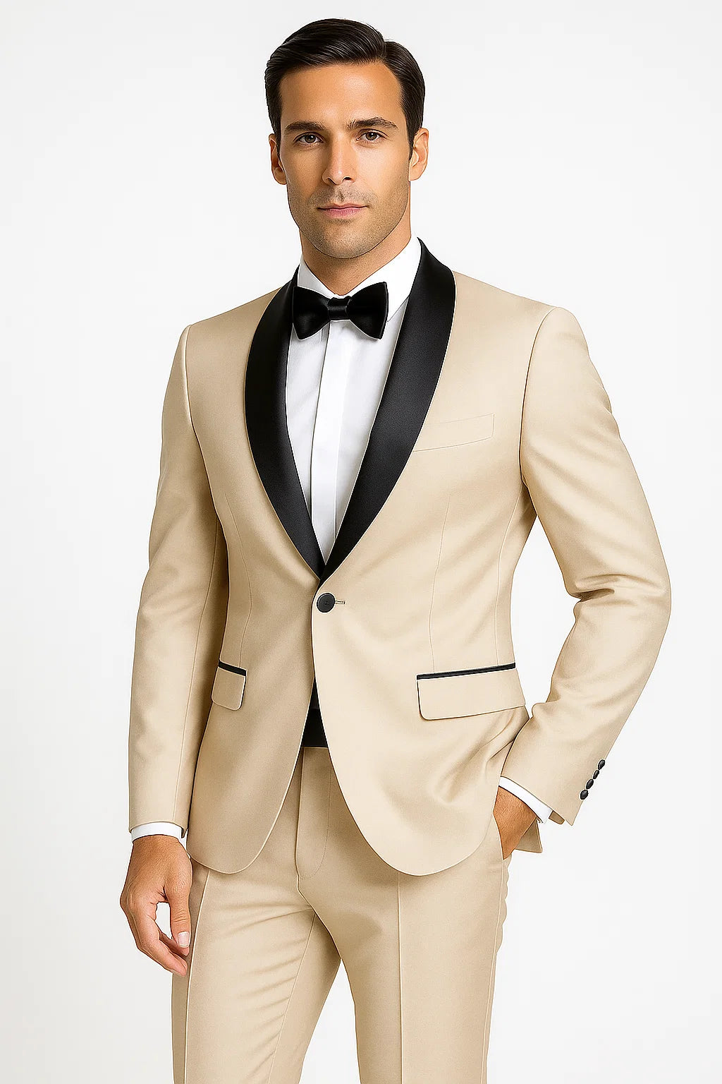Tan Wedding Tuxedo - Groom Traditional Suit in Beige Color