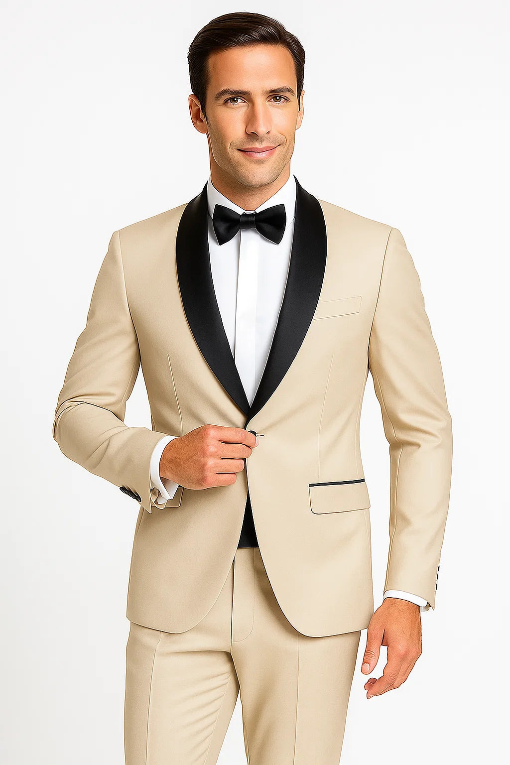 Tan Wedding Tuxedo - Groom Traditional Suit in Beige Color