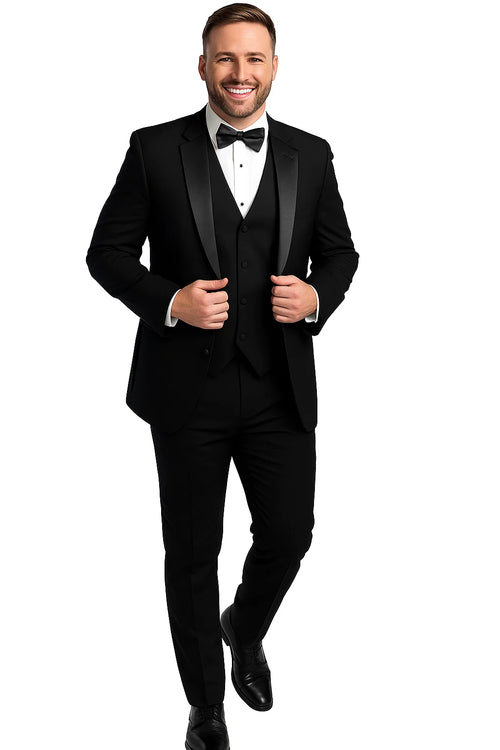 Black One Button Tuxedo - Skeffingtons Formal Wear 1 button tuxedo
