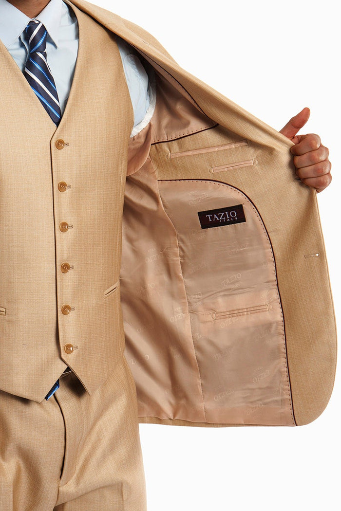 Benjamin Kids Textured Wheat 5-Piece Suit by Tazzio