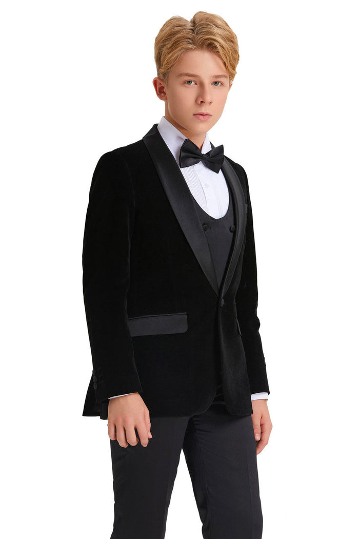 Jayden Tazio Kids Black Velvet Tuxedo (5-Piece Set)