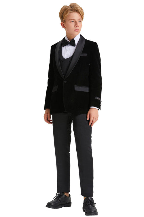 Jayden Tazio Kids Black Velvet Tuxedo (5-Piece Set)