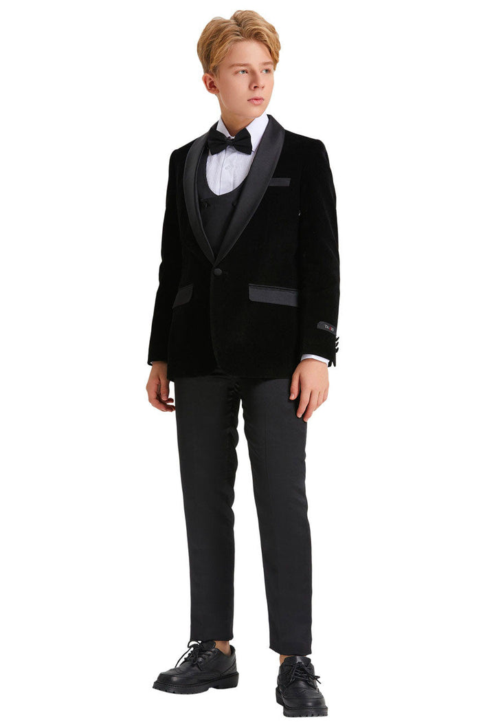 Jayden Tazio Kids Black Velvet Tuxedo (5-Piece Set)