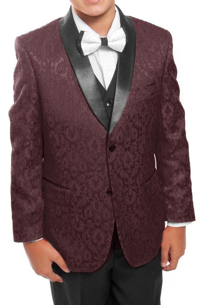 Cruz Tazio Kids Burgundy 5-Piece Tuxedo